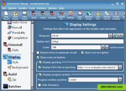 The Display branch controls the appearance of the installer and uninstaller. 