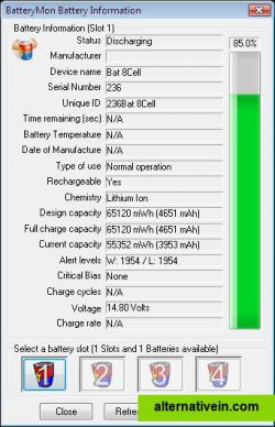 Battery information window
