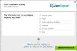 First page of UserReport online survey - Own logo and colors can be added