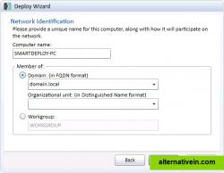 Deploy Wizard: Specify network identification information
