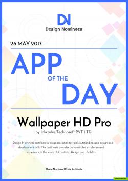 Wallpaper HD Pro chosen as App of the day at Design Nominees