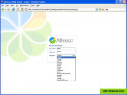 Logging in to Alfresco (over ten languages supported)