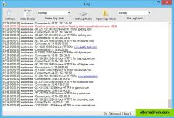 Log window provides a detailed information about the network events and errors.