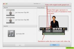 Step 3:
Export the newly synchronized audio and video clips. 

...That's it.