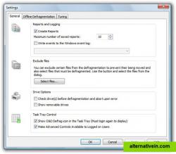 You can apply further defragmentation parameters under Settings.
