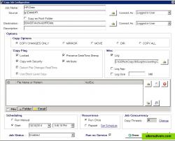 Configuring a job is done from a single screen, it is very simple, intuitive, and tool tips explain every feature. 