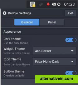Customizable. Extensible.

Customizing your desktop has never been simpler. Right from Raven, you are able to change your widget theme, icon theme, global dark theming, as well as in-depth modification to panels.

With the Panel settings section, you can choose where the panel and its inner applets are located, as well as granular control over individual applet settings.