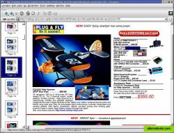 A page from a radio-controlled airplane catalog. This document was not scanned but converted directly from the original digital files. The pages are at 300dpi and occupy 71KB on average. The red frame around the text in the upper right corner is a highlighted hyperlink embedded in the DjVu document.