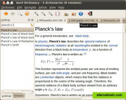 Aardict in Ubuntu "Planck's Law": includes mathematical equations