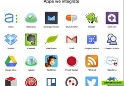 Sample catalogue of business apps integrated