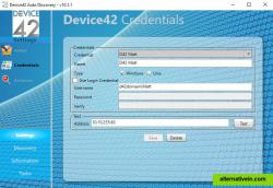 The credentials screen of Device42's Windows-based Autodiscovery tool