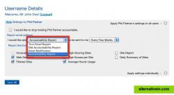 Screenshot of accountability report settings page