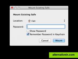 Mount volume dialog, Mac OS X