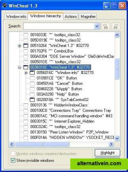 Allows searching for windows, displays the windows hierarchy in the current desktop.