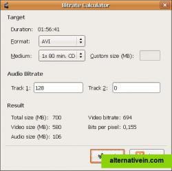 Bitrate/size calculator