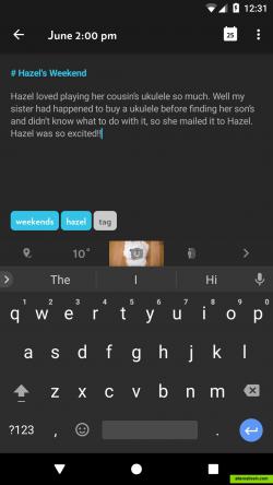 Android journal with dark theme