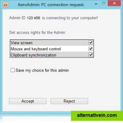 Aeroadmin - connection request window