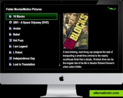 Picture / movie folder and volumes give access to pictures, DVDs, (EyeTV) movies and PDF documents.