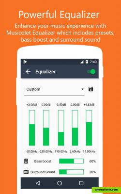 Powerful equalizer with amazing sound quality. Enhance your music experience with Musicolet Equalizer. You can also use your system's equalizer instead(If supported by your device).